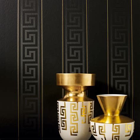 versace greek key wallpaper black